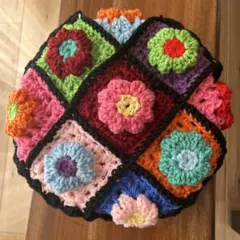 【値下】マルチカバー インテリアマット バイカラー ハンドメイド かぎ針編み