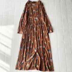 アーバンリサーチ　花柄ロングワンピース　ドット柄　シャツワンピース