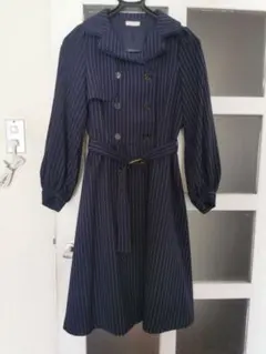 ネイビー ストライプ トレンチコート風 ワンピース アクシーズ