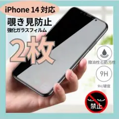 iphone14 覗き見防止 強化ガラス 画面保護フィルム 飛散防止 2枚セット