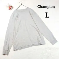 【チャンピオン】長袖Ｔシャツ カットソー (Ｌ) グレー クルーネック