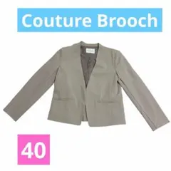 クチュールブローチノーカラージャケット/くすみピンク40オフィスカジュアルのサムネイル