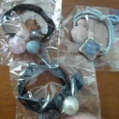 ビーズとパールのヘアゴムセット