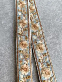 【大人気シリーズ♡⃛ブルーver.】ショルダーストラップ♡インド刺繍リボン♡