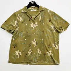 美品　インゲボルグ　オープンカラーシャツ　花柄　プリーツ　オリーブ　春夏のサムネイル