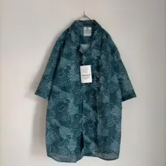大きいサイズ 5L FAT ANIMALS アロハシャツ 深緑 メッシュのサムネイル