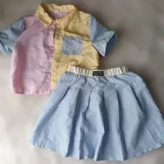 【SHEIN】 ストライプ柄 セットアップ 10Y(120cm相当)