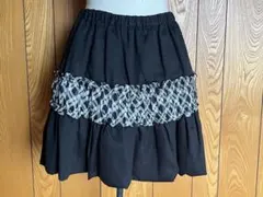 【USED】B.P.N美品 ミニ フリルスカート 黒 白 チェック柄のサムネイル