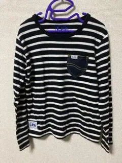 中古◎Leeリー ￼ボーダー柄長袖Tシャツ ロンT 130 白黒