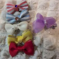 カラフルリボンヘアクリップセット