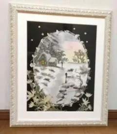 押し花専用額 押し花アート 不思議な花倶楽部 　雪景色