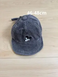 【46-48】ミッキーマウス コーデュロイキャップ グレー