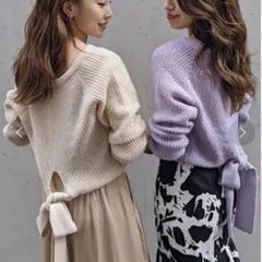 rienda リエンダ バックリボングリッターニットトップス