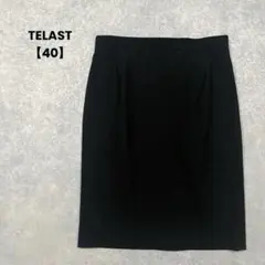 TELAST タイトスカート　黒　膝丈【40】無地　綺麗め　オフィス　シンプル