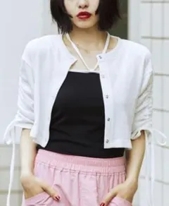 ジュエティ　シャーリングスリーブ2WAYトップス