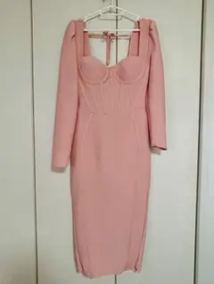 ピンク ボディコン 長袖ワンピース