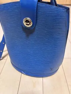 エピレザー バケットバッグ 青