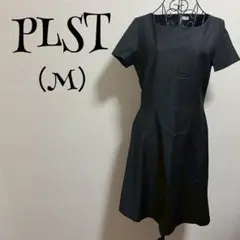 プラステ（M）ワンピース/ブラック/丸首/裏地付き/フォーマル/無地/膝丈