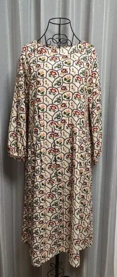 極美品　ホコモモラ　シビラ　総柄　チュニック　ワンピース　ブラウン系　４０ 極美品 ホコモモラ シビラ 総柄 チュニック ワンピース ブラウン