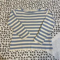 青と白のストライプ 長袖カットソー