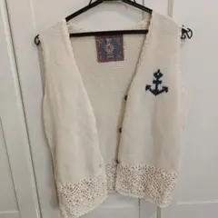 LIME.INC アンカー刺繍 ニットベスト M-L