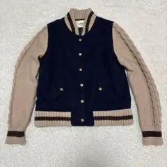ソウルベリー　ネイビー スタジャン ブルゾン　アウター　袖ニットM