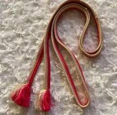 和装小物 帯締め 絹100% 赤白系 ジャンク品