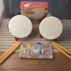 完備品【Switch】太鼓の達人 専用コントローラー2個＆ソフト3本セットのサムネイル