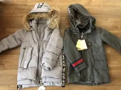 グレー ダウンコート & ウール混紡コート セット