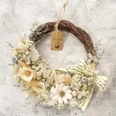 ドライフラワーリース 春　上品で可憐♪インテリアにぴったりの花リース
