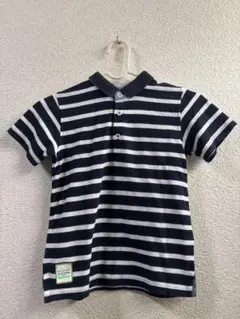 《週末セール》BeBe ネイビー/ホワイトストライプ ポロシャツ 130
