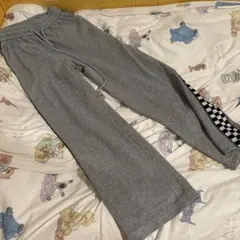 チェッカー柄 スウェットパンツ グレー