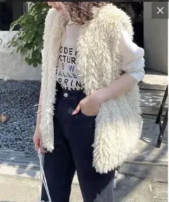 mystic フェイクファーベスト ホワイト