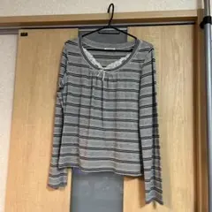 LA.SUPER 長袖Tシャツ グレー系ストライプ