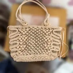 SAZABY アイボリー 編み込み ショルダーバッグ