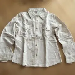 ホワイト コーデュロイ 長袖シャツ