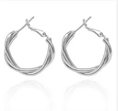 【最高級】残り1点　フープピアス K18 サージカルステンレス 大ぶり シルバー