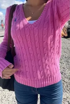 ポロ・ラルフ・ローレン ピンク Vネック セーターY2k海外ガール00’s