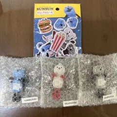 スンスン 一番くじ ちらりんフレンズ ミニフィギュア3体　マシュマロシール