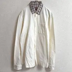 s0772【タケオキクチ】コットン長袖ボタンダウンシャツ 襟袖チェック柄