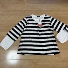 新品コムサイズム　ボーダー七分丈・ロンT2枚レイヤードセット130 ブランシェス