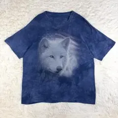 ザ・マウンテン ネイビータイダイ グラフィックTシャツ オオカミ XL アニマルのサムネイル