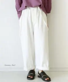 SamansaMos2新品タグ付き 前釦サス付パンツ オフホワイト
