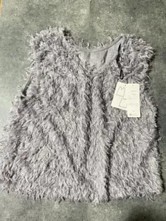 【新品】しまむらカットフェザーJQベスト Mサイズ中灰ライトグレー