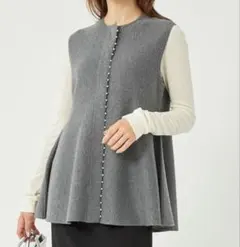 グリーンレーベルリラクシング プチ フェイクパール ペプラム ジレ ニット