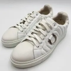 極美品 サルヴァトーレフェラガモ ローカットスニーカー ガンチーニ レザー 白