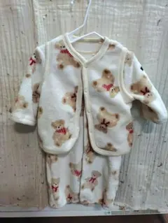 クマ柄　ツーウェイドレスオール　ロンパース　ベスト 50〜60cm