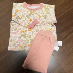 HimeG様　ユニクロ　UNIQLO キルトパジャマ　90 花　動物　ピンク