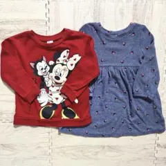 ミニーマウス 長袖おまとめ売り 90cm トレーナー 総柄ワンピース 女の子