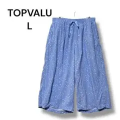 トップバリュー　パジャマ　パンツ　Ｌ　ウエスト６９〜７７　ドット柄　水色